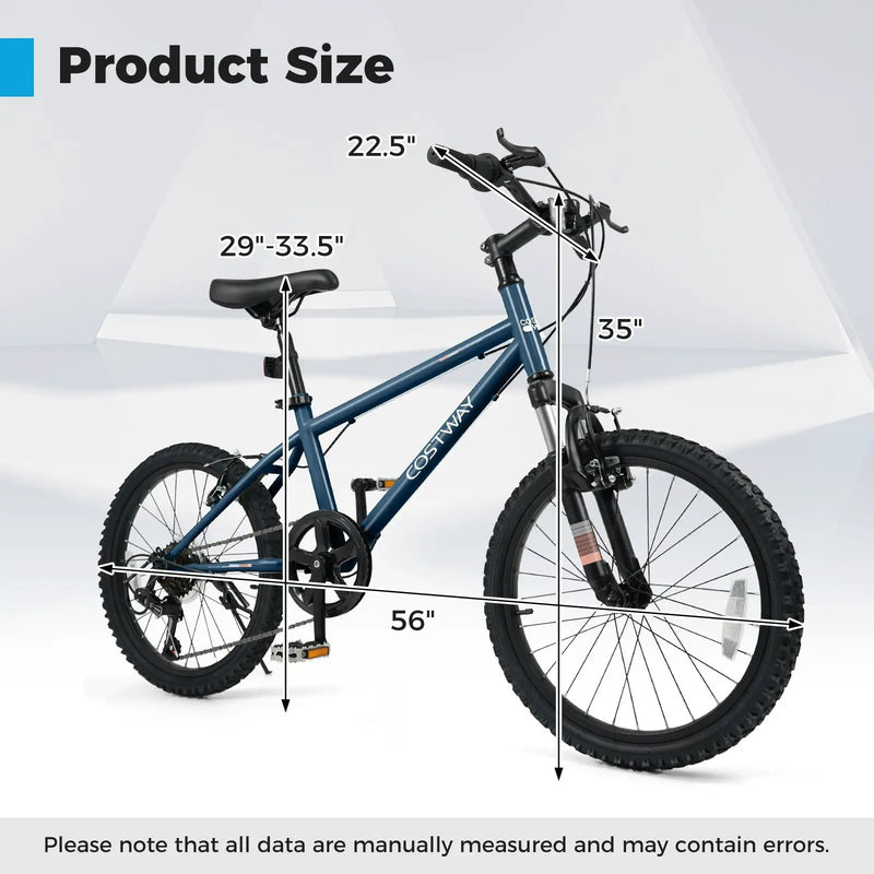 Kids Mountain Bike 20 24 Inch Child Bicycle for Boys Girls Aged 8+ Years Old Navy by DirectDeals