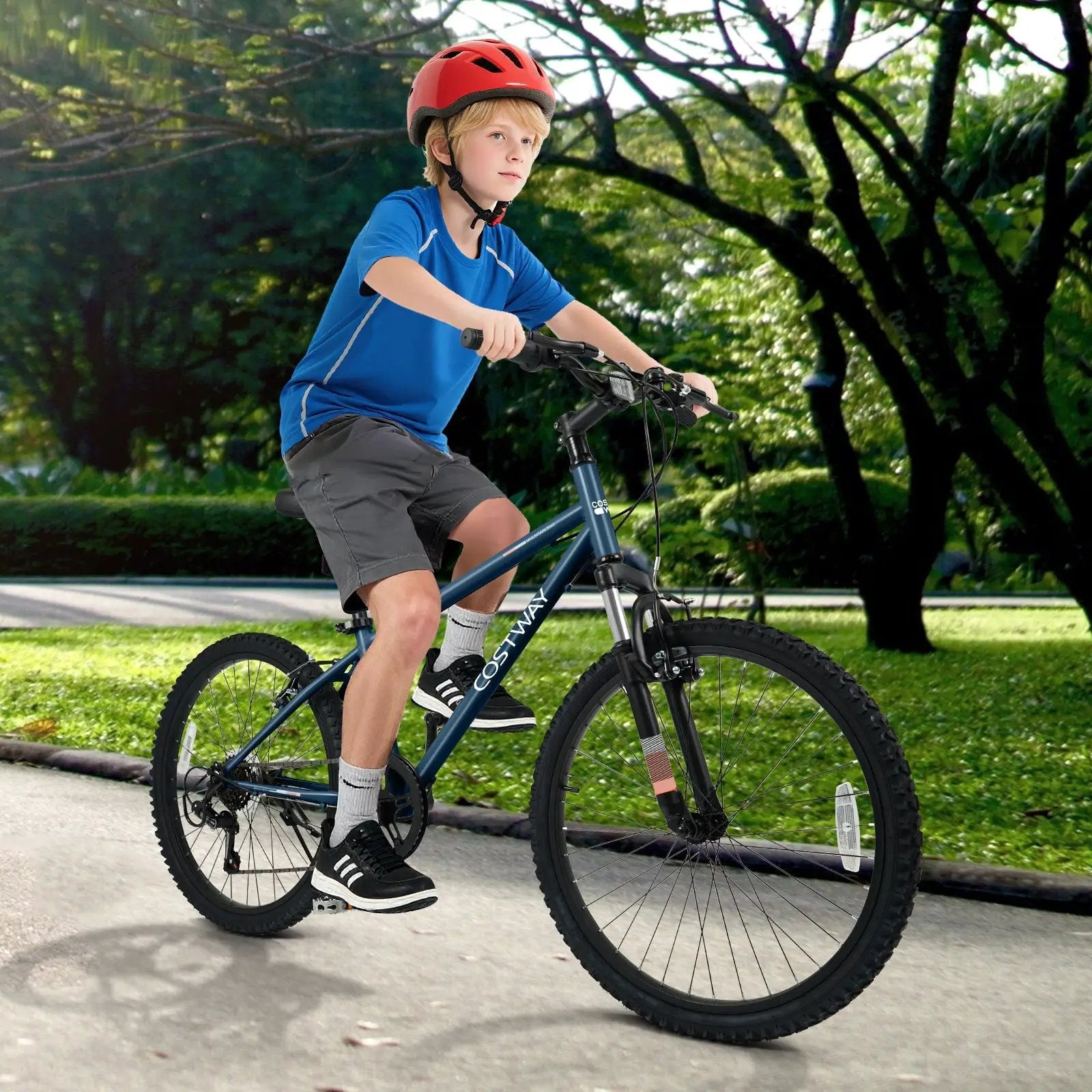 Kids Mountain Bike 20 24 Inch Child Bicycle for Boys Girls Aged 8+ Years Old Navy by DirectDeals