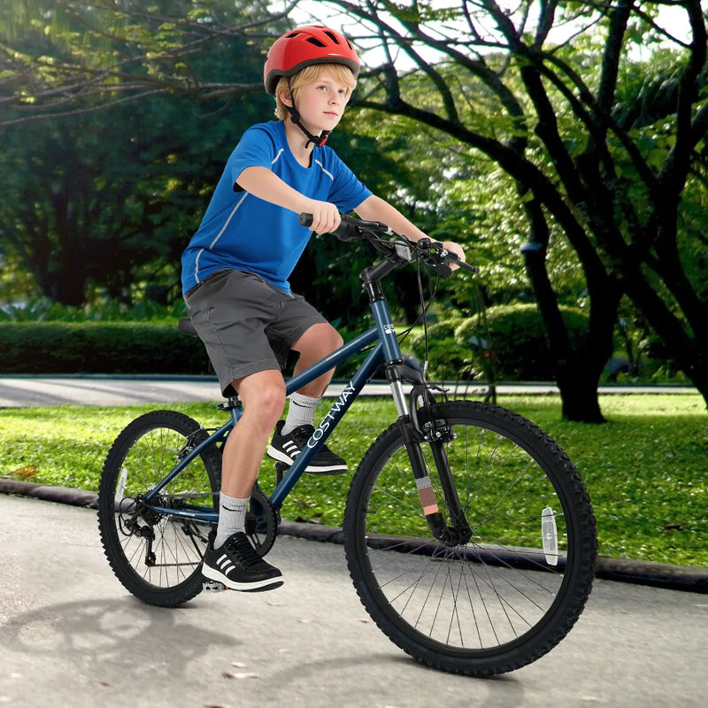 Kids Mountain Bike 20 24 Inch Child Bicycle for Boys Girls Aged 8+ Years Old Navy by DirectDeals