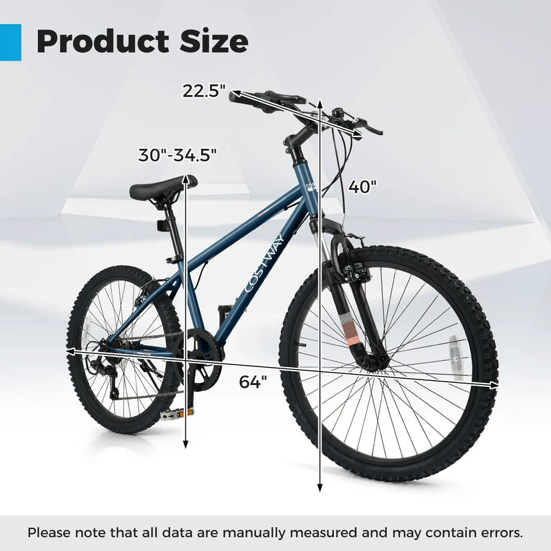 Kids Mountain Bike 20 24 Inch Child Bicycle for Boys Girls Aged 8+ Years Old Navy by DirectDeals