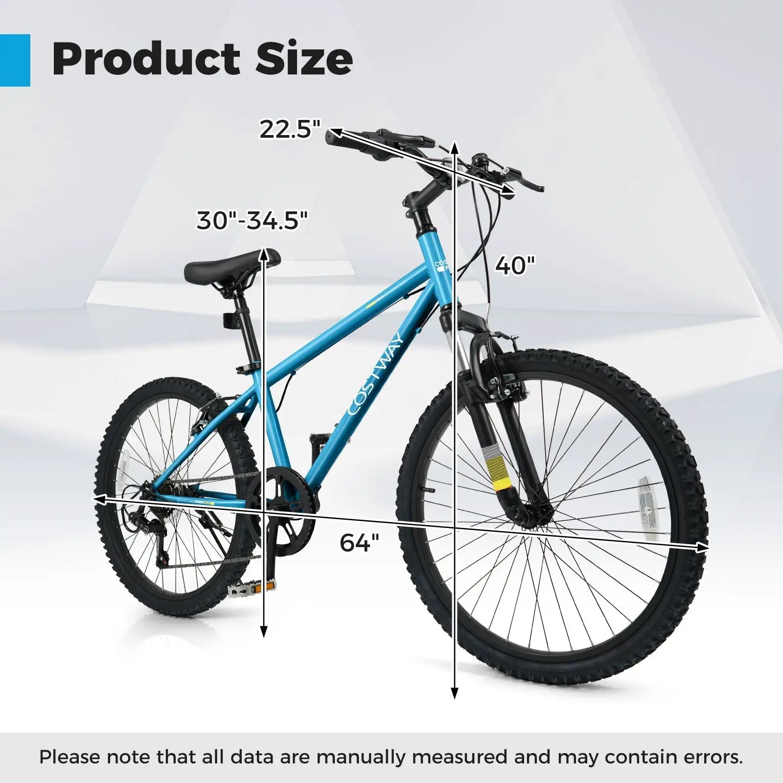 Kids Mountain Bike 20 24 Inch Child Bicycle for Boys Girls Aged 8+ Years Old Blue by DirectDeals