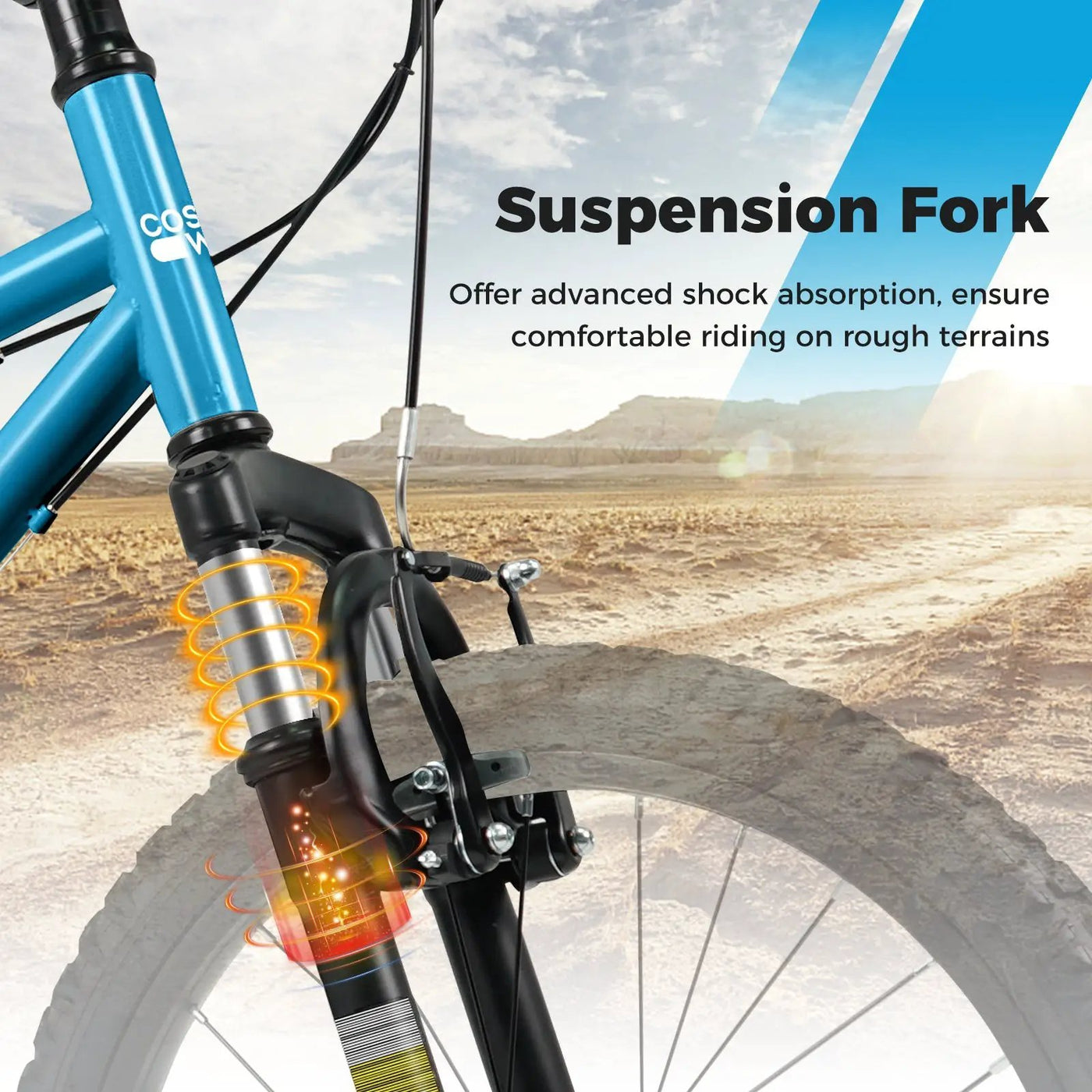 Kids Mountain Bike 20 24 Inch Child Bicycle for Boys Girls Aged 8+ Years Old Blue by DirectDeals