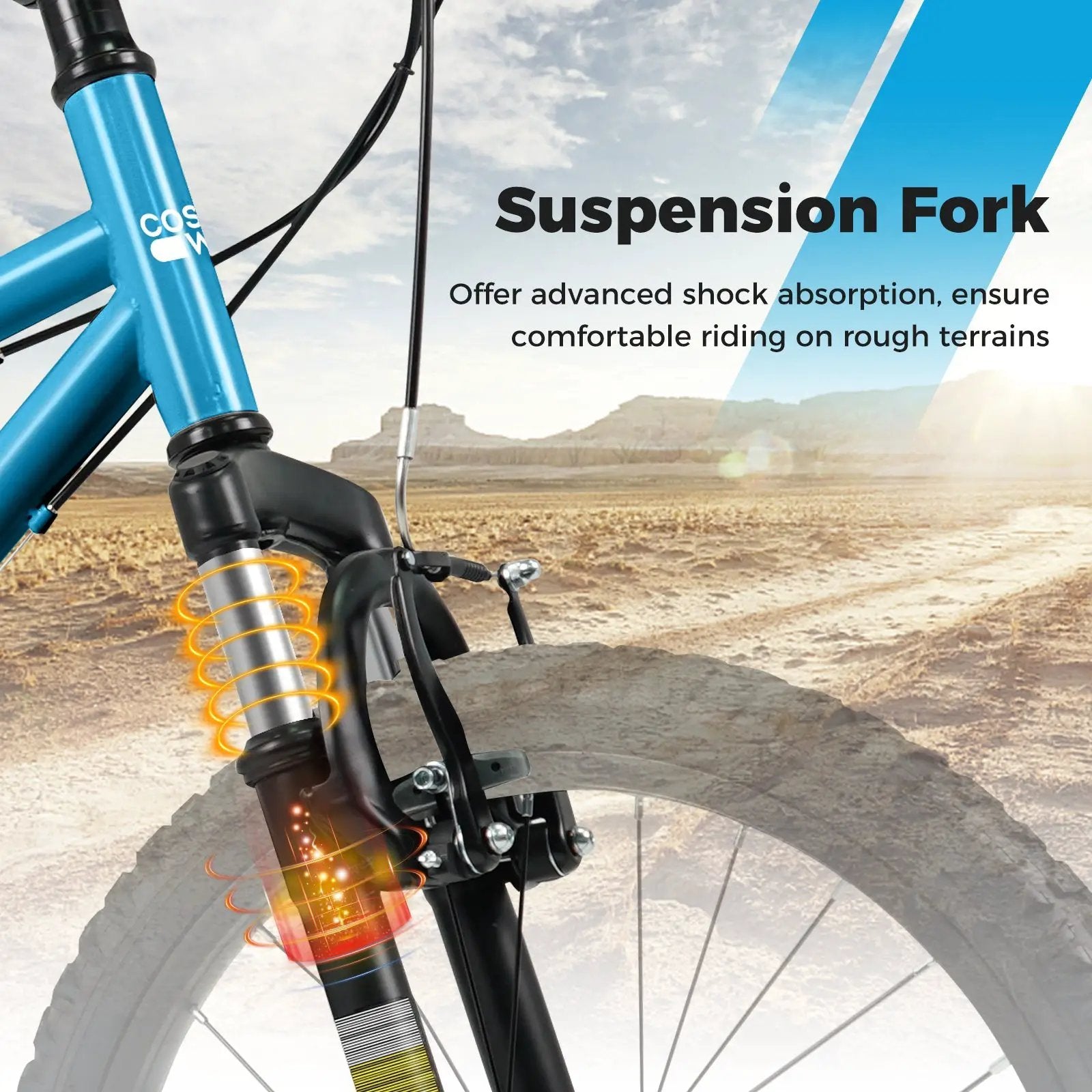 Kids Mountain Bike 20 24 Inch Child Bicycle for Boys Girls Aged 8+ Years Old Blue by DirectDeals