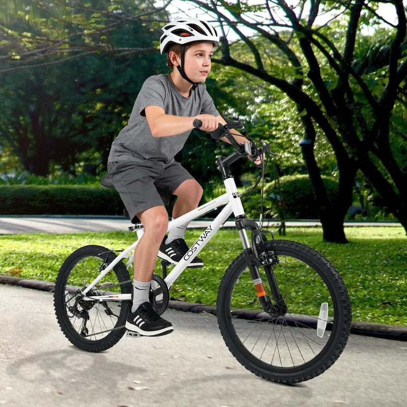 Kids Mountain Bike 20 24 Inch Child Bicycle for Boys Girls Aged 8+ Years Old White by DirectDeals