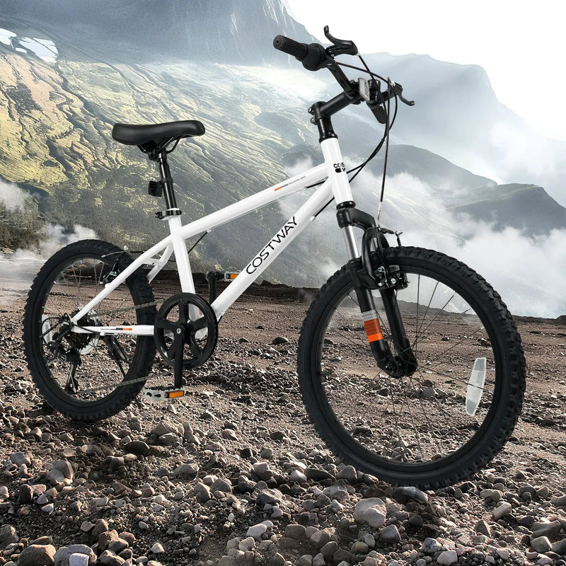 Kids Mountain Bike 20 24 Inch Child Bicycle for Boys Girls Aged 8+ Years Old White by DirectDeals
