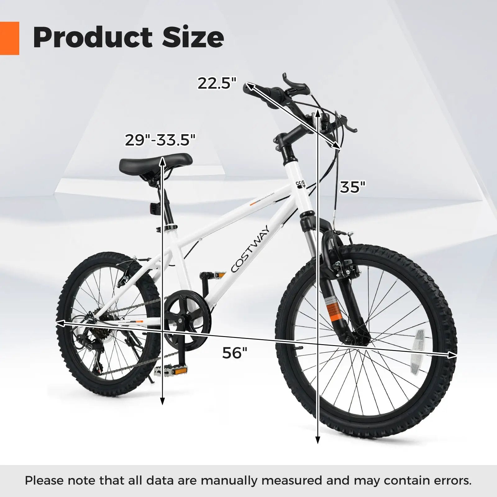 Kids Mountain Bike 20 24 Inch Child Bicycle for Boys Girls Aged 8+ Years Old White by DirectDeals