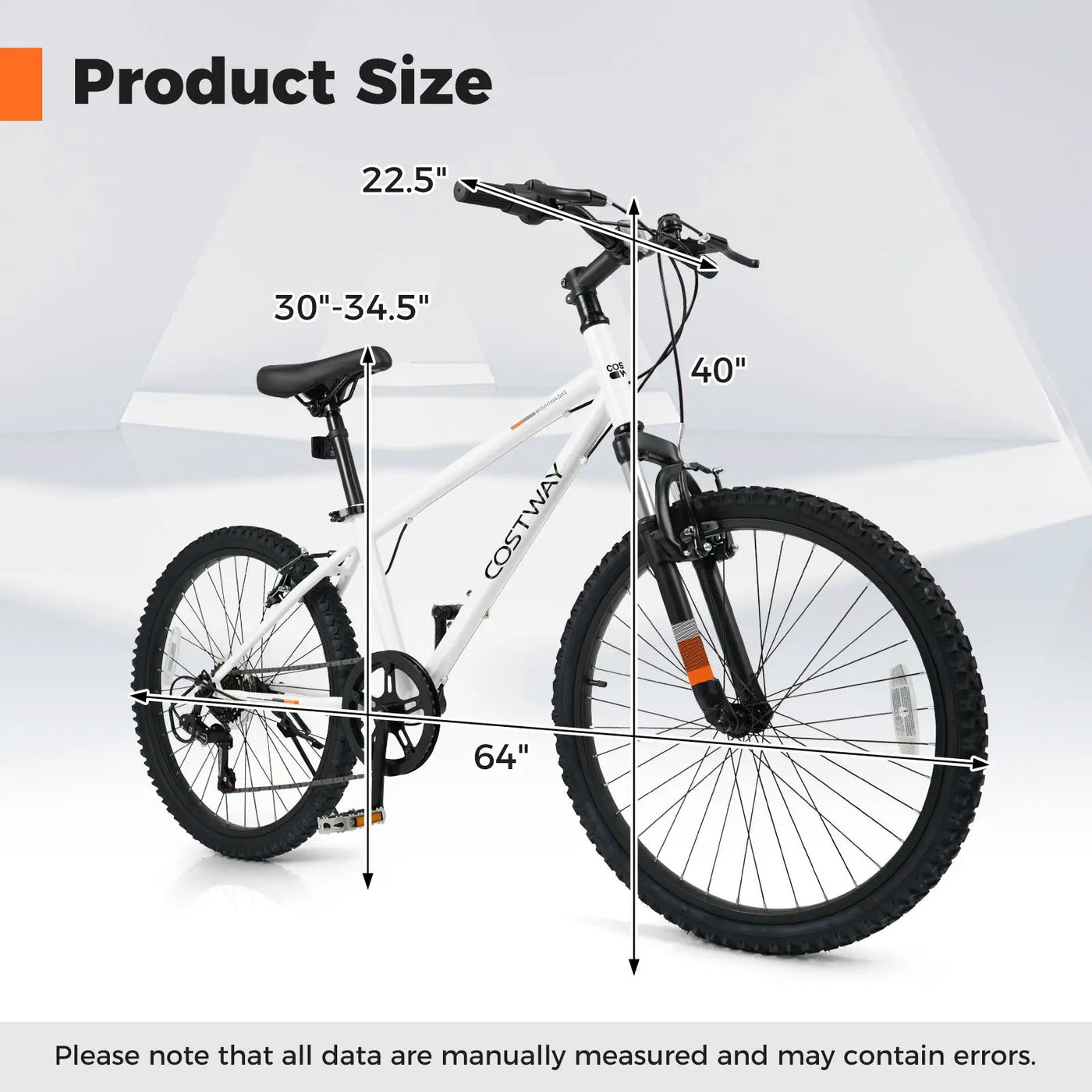 Kids Mountain Bike 20 24 Inch Child Bicycle for Boys Girls Aged 8+ Years Old White by DirectDeals