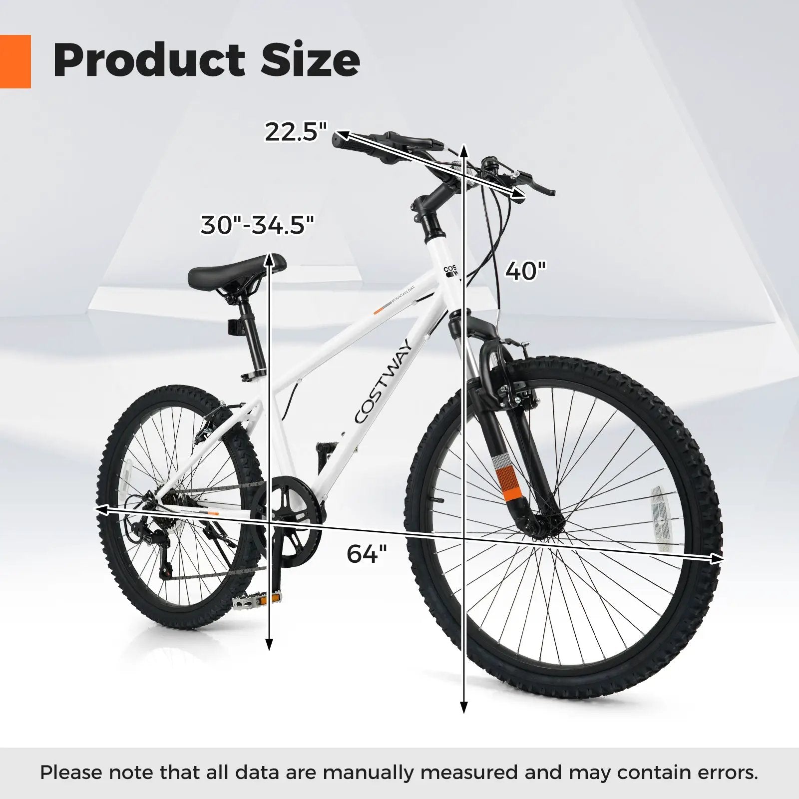Kids Mountain Bike 20 24 Inch Child Bicycle for Boys Girls Aged 8+ Years Old White by DirectDeals