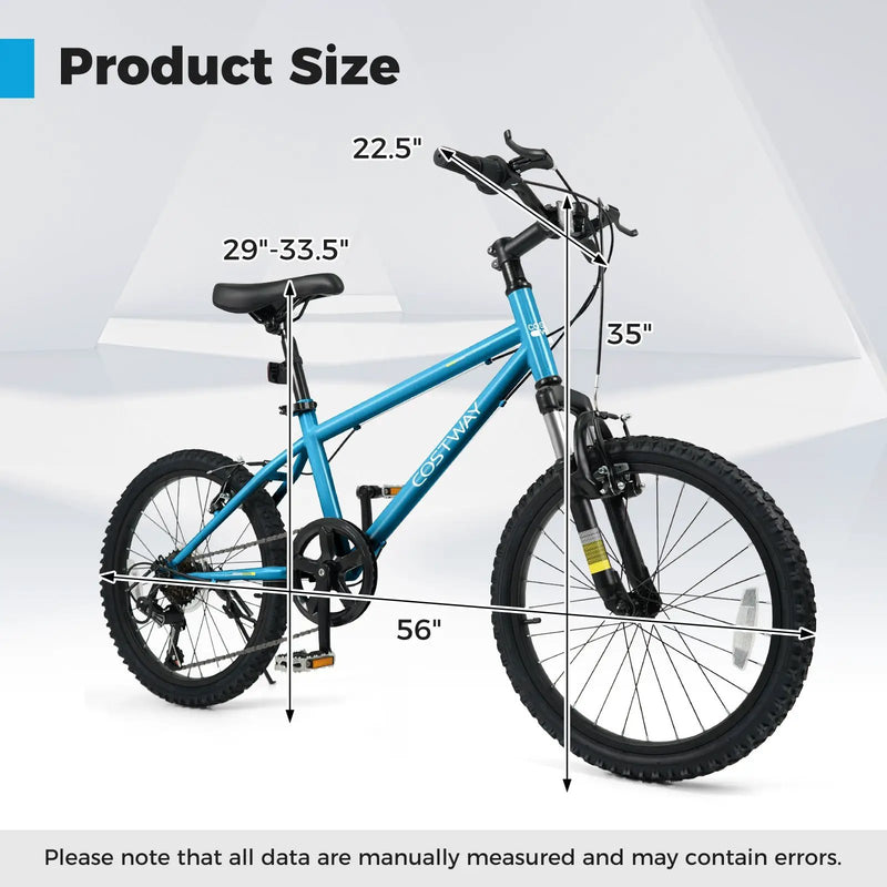 Kids Mountain Bike 20 24 Inch Child Bicycle for Boys Girls Aged 8+ Years Old Blue by DirectDeals