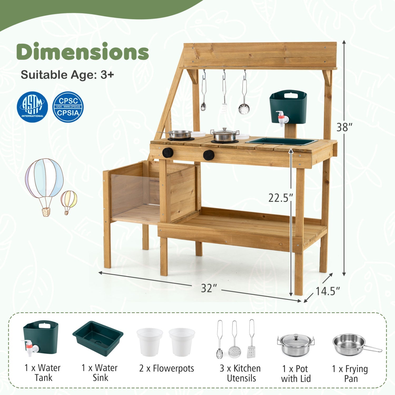 Wooden Mud Kitchen with Planter Box for Kids by DirectDeals