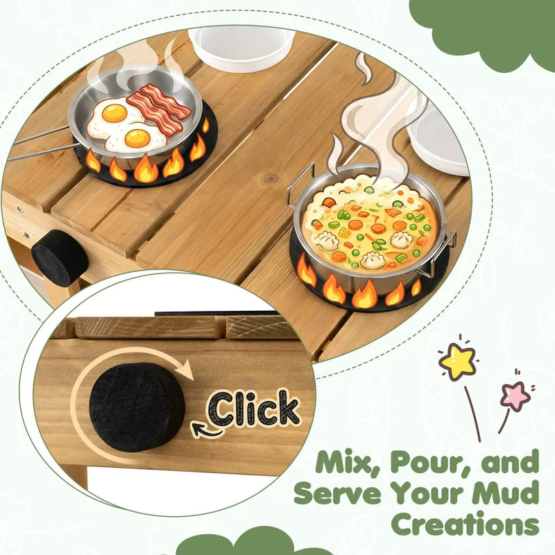 Wooden Mud Kitchen with Planter Box for Kids by DirectDeals