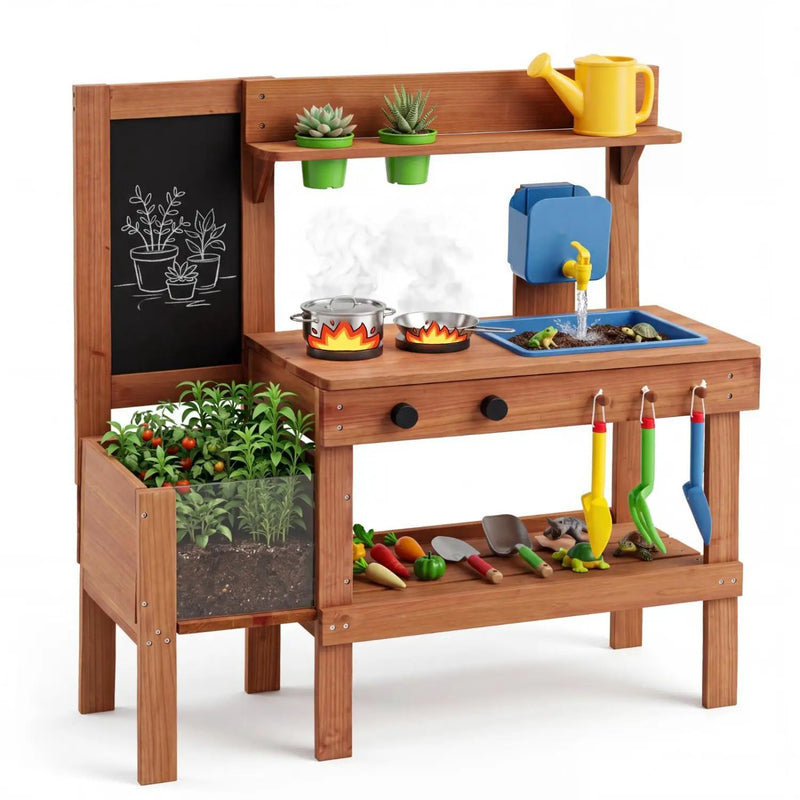 Kids Mud Kitchen with Planter Box and 13 Accessories by DirectDeals