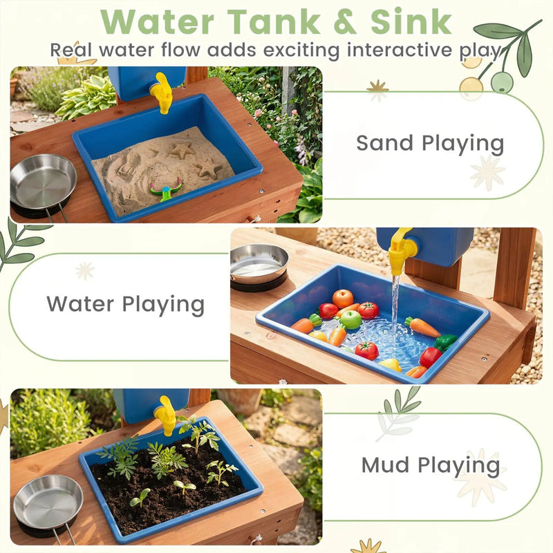 Kids Mud Kitchen with Planter Box and 13 Accessories by DirectDeals