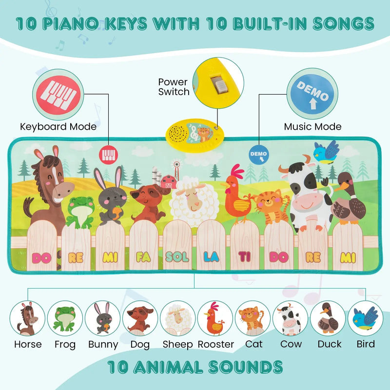 Kids Musical Mat Indoor Outdoor Animal Farm Piano by DirectDeals