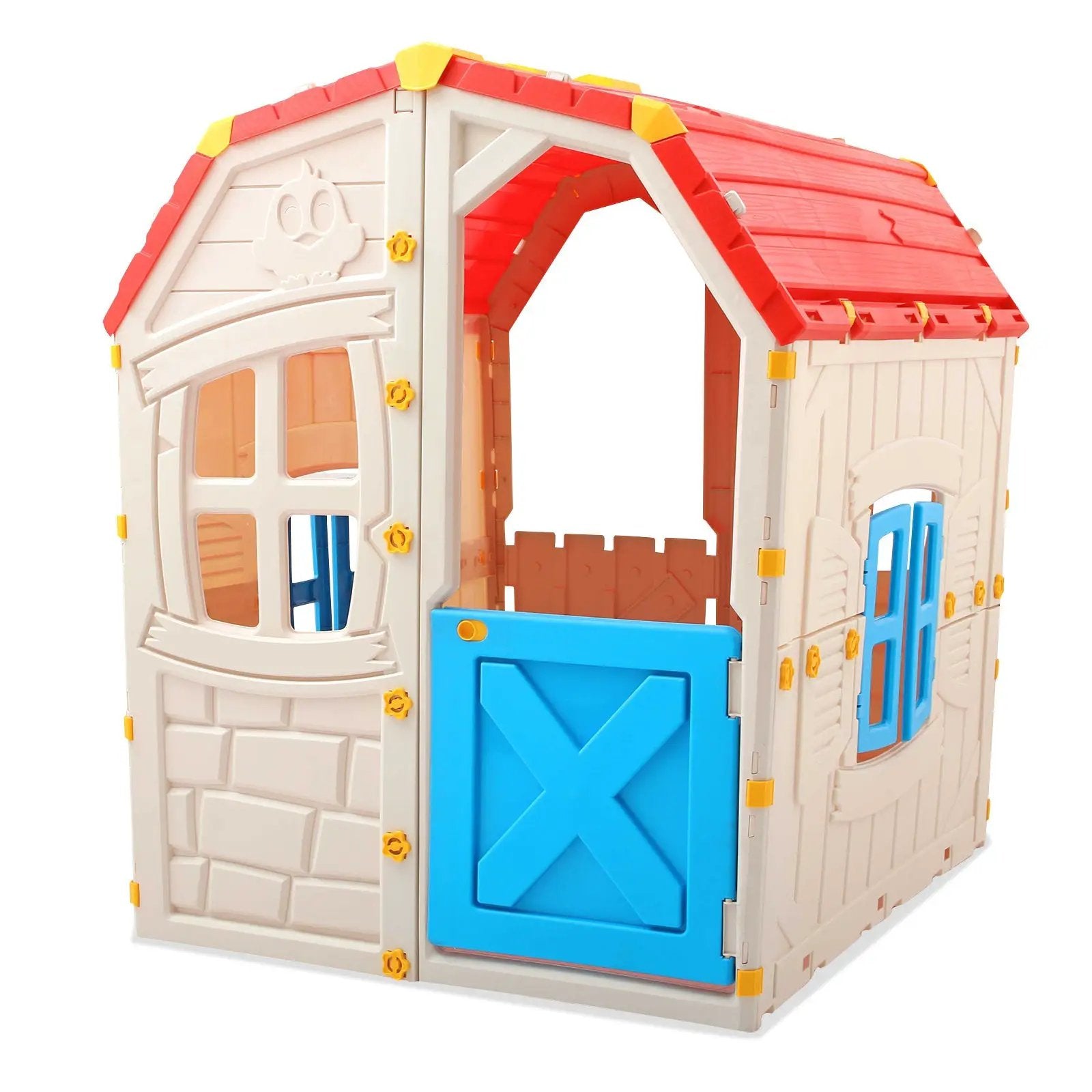 Kids Outdoor Playhouse with Openable Windows and Door for Indoor Room by DirectDeals