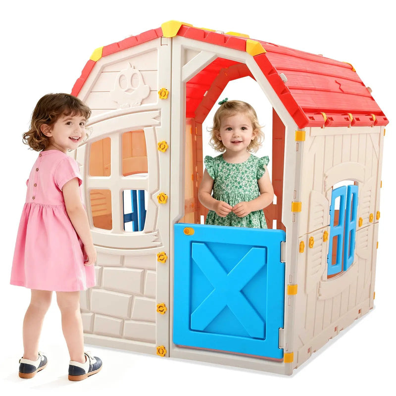 Kids Outdoor Playhouse with Openable Windows and Door for Indoor Room by DirectDeals