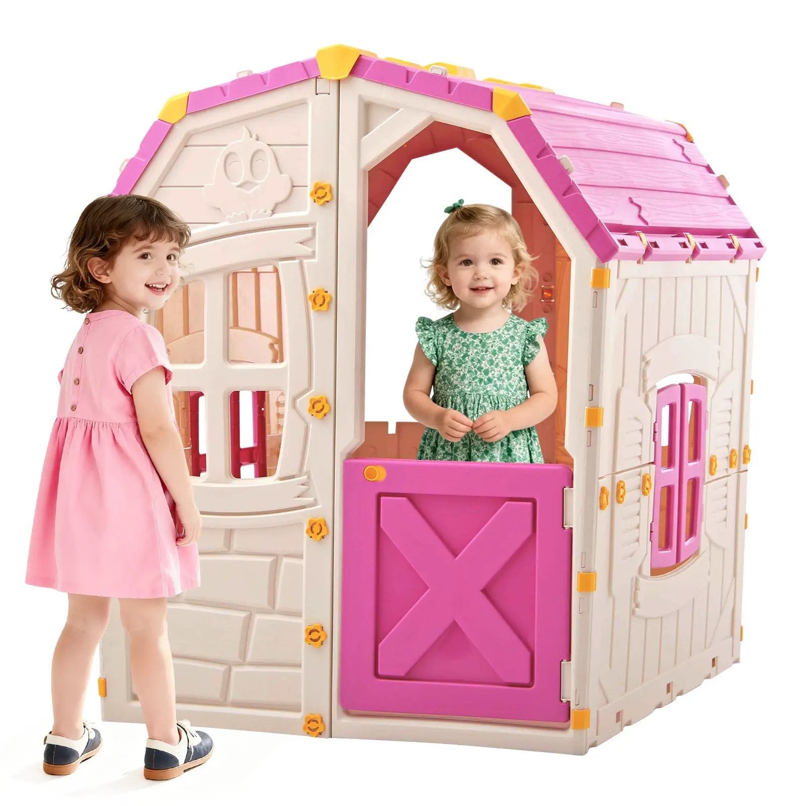 Kids Outdoor Playhouse with Openable Windows and Door for Indoor Room by DirectDeals