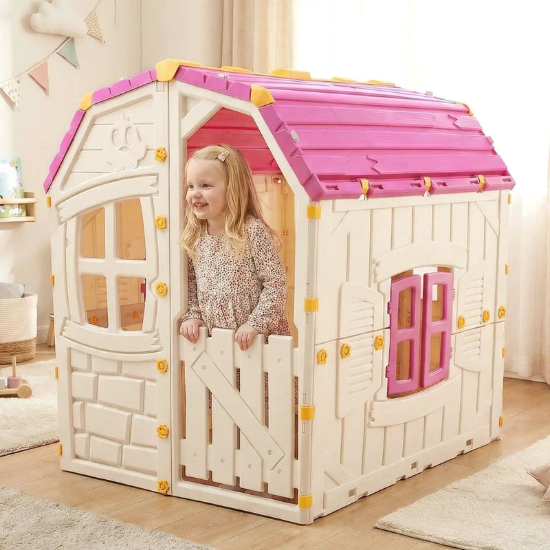 Kids Outdoor Playhouse with Openable Windows and Door for Indoor Room by DirectDeals