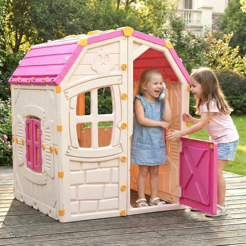 Kids Outdoor Playhouse with Openable Windows and Door for Indoor Room by DirectDeals