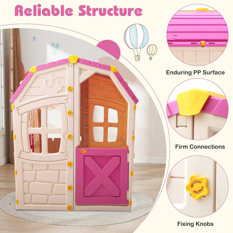 Kids Outdoor Playhouse with Openable Windows and Door for Indoor Room by DirectDeals
