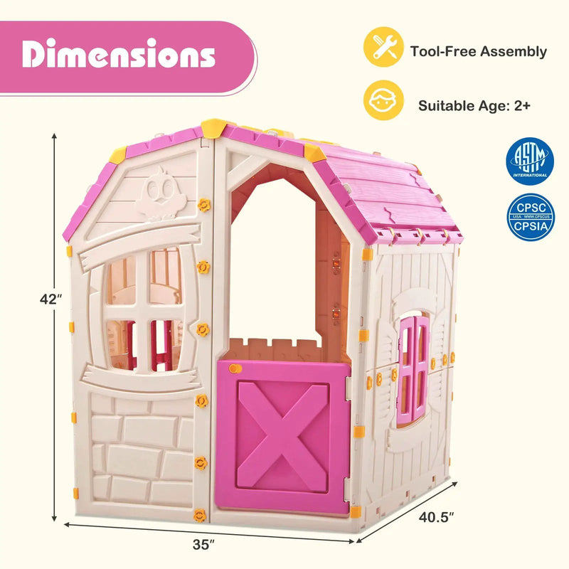 Kids Outdoor Playhouse with Openable Windows and Door for Indoor Room by DirectDeals