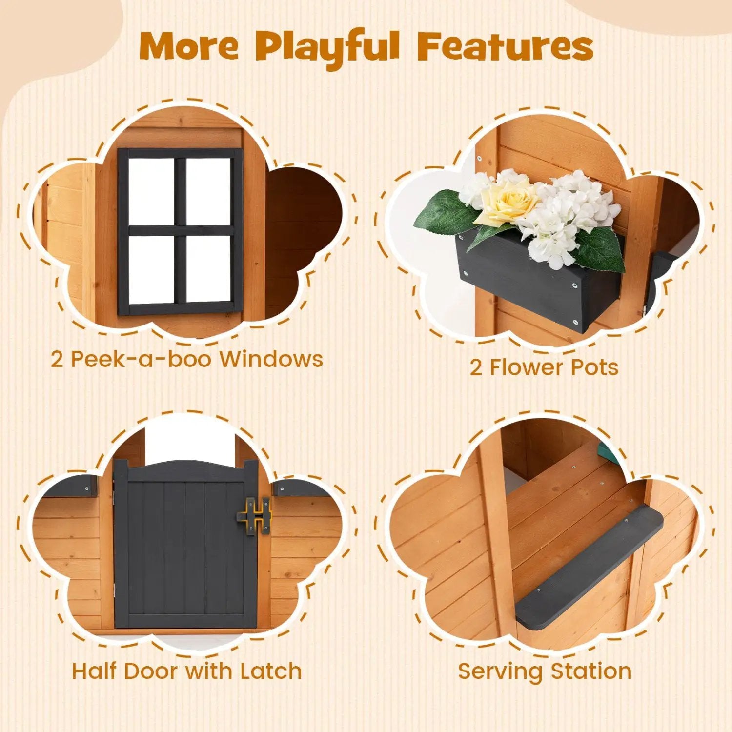 Kids Outdoor Playhouse with Sink Spruce Wooden Cottage with Half Door by DirectDeals