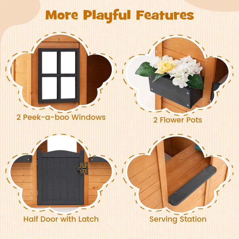 Kids Outdoor Playhouse with Sink Spruce Wooden Cottage with Half Door by DirectDeals