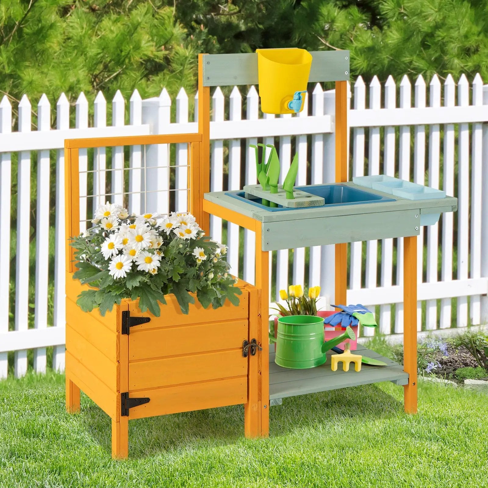 Kids Outdoor Potting Bench with See-Through Window by DirectDeals