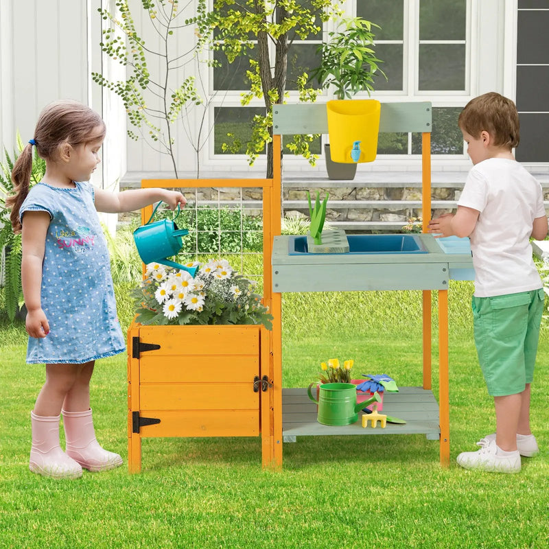 Kids Outdoor Potting Bench with See-Through Window by DirectDeals