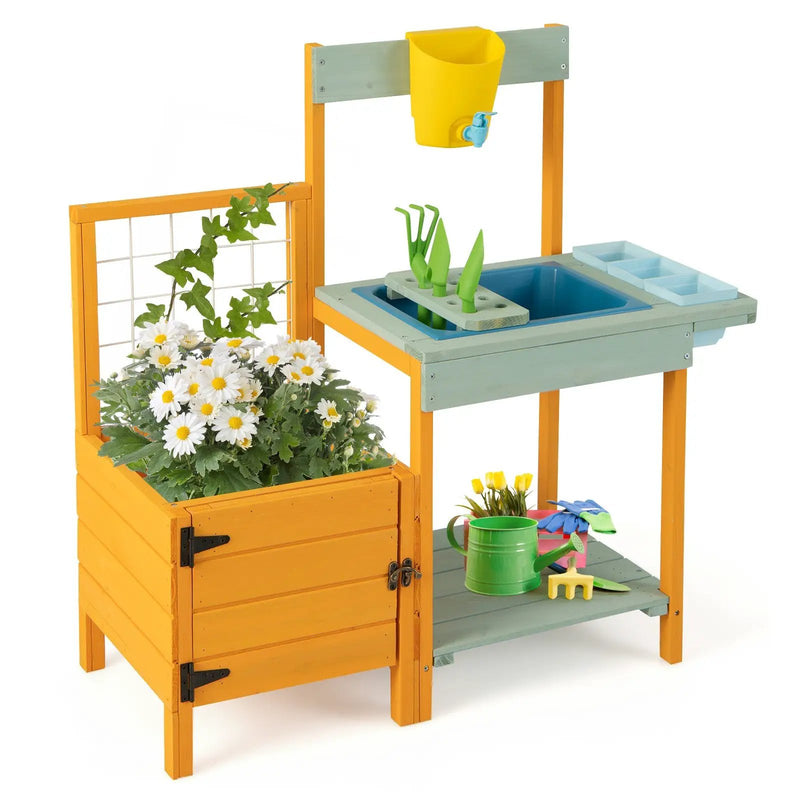 Kids Outdoor Potting Bench with See-Through Window by DirectDeals