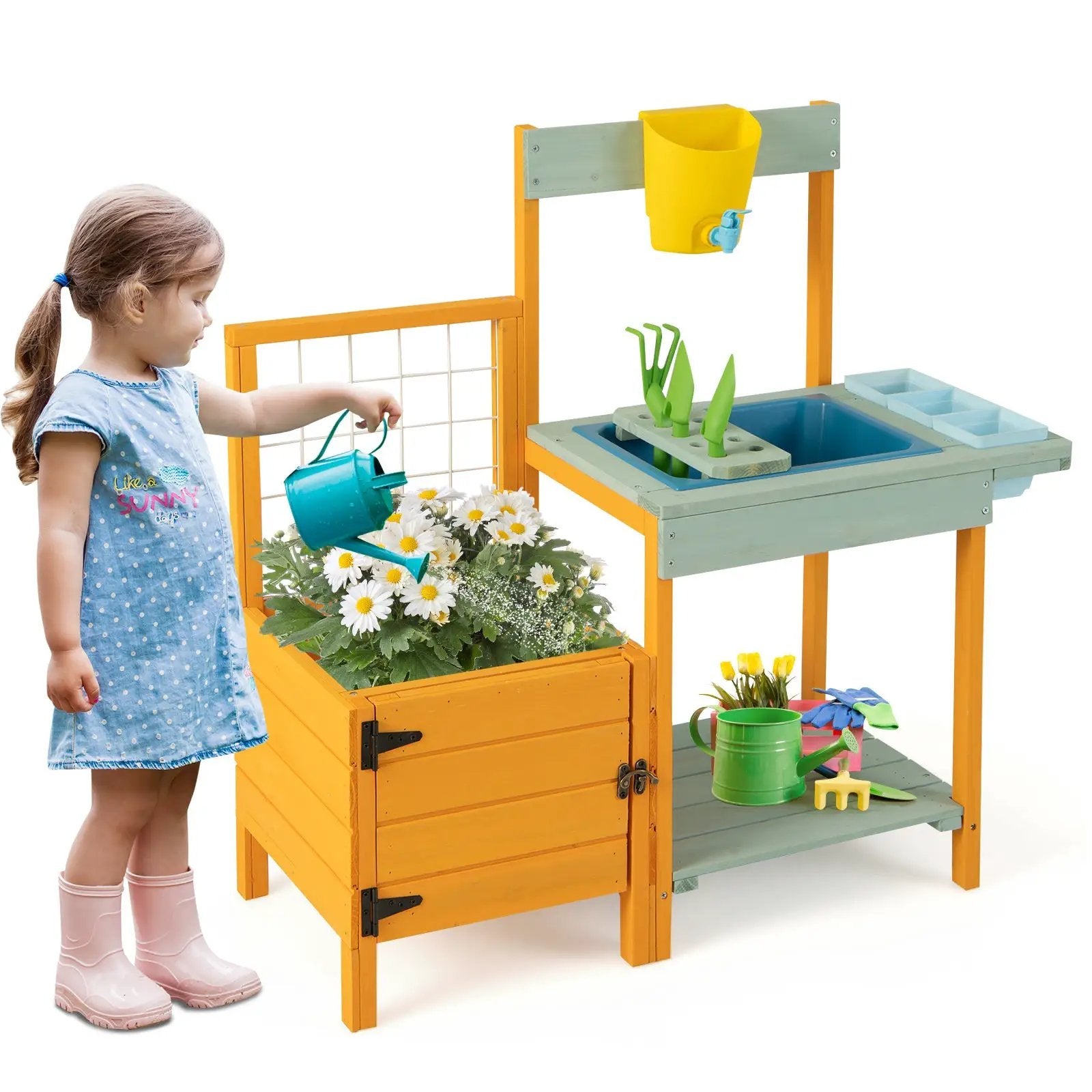 Kids Outdoor Potting Bench with See-Through Window by DirectDeals