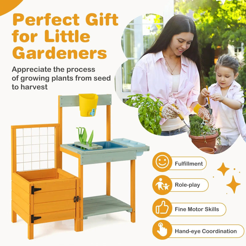 Kids Outdoor Potting Bench with See-Through Window by DirectDeals