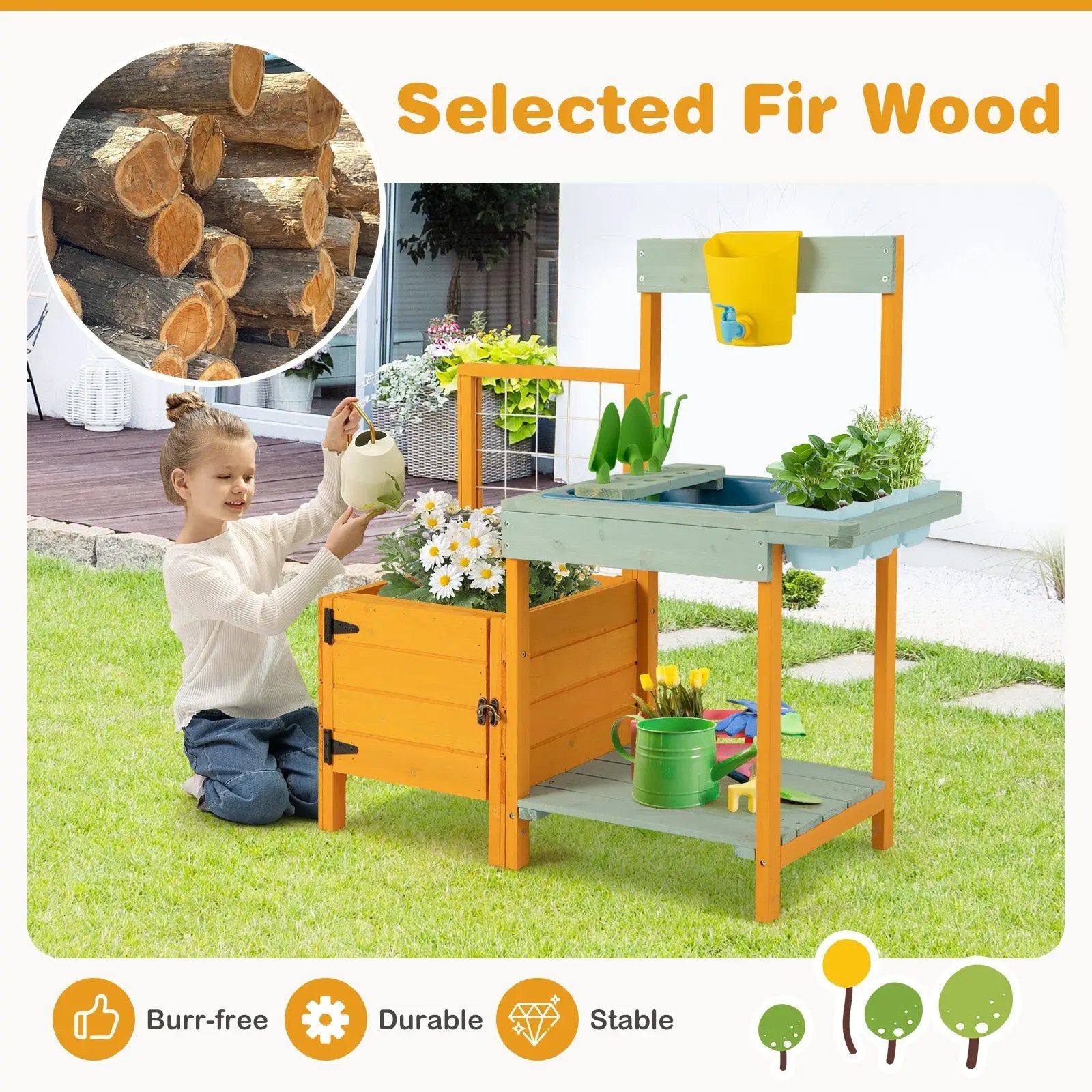 Kids Outdoor Potting Bench with See-Through Window by DirectDeals