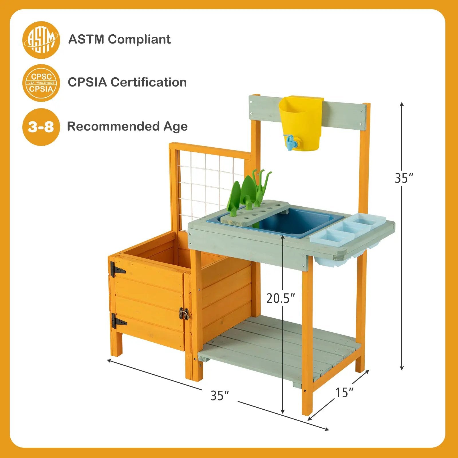 Kids Outdoor Potting Bench with See-Through Window by DirectDeals