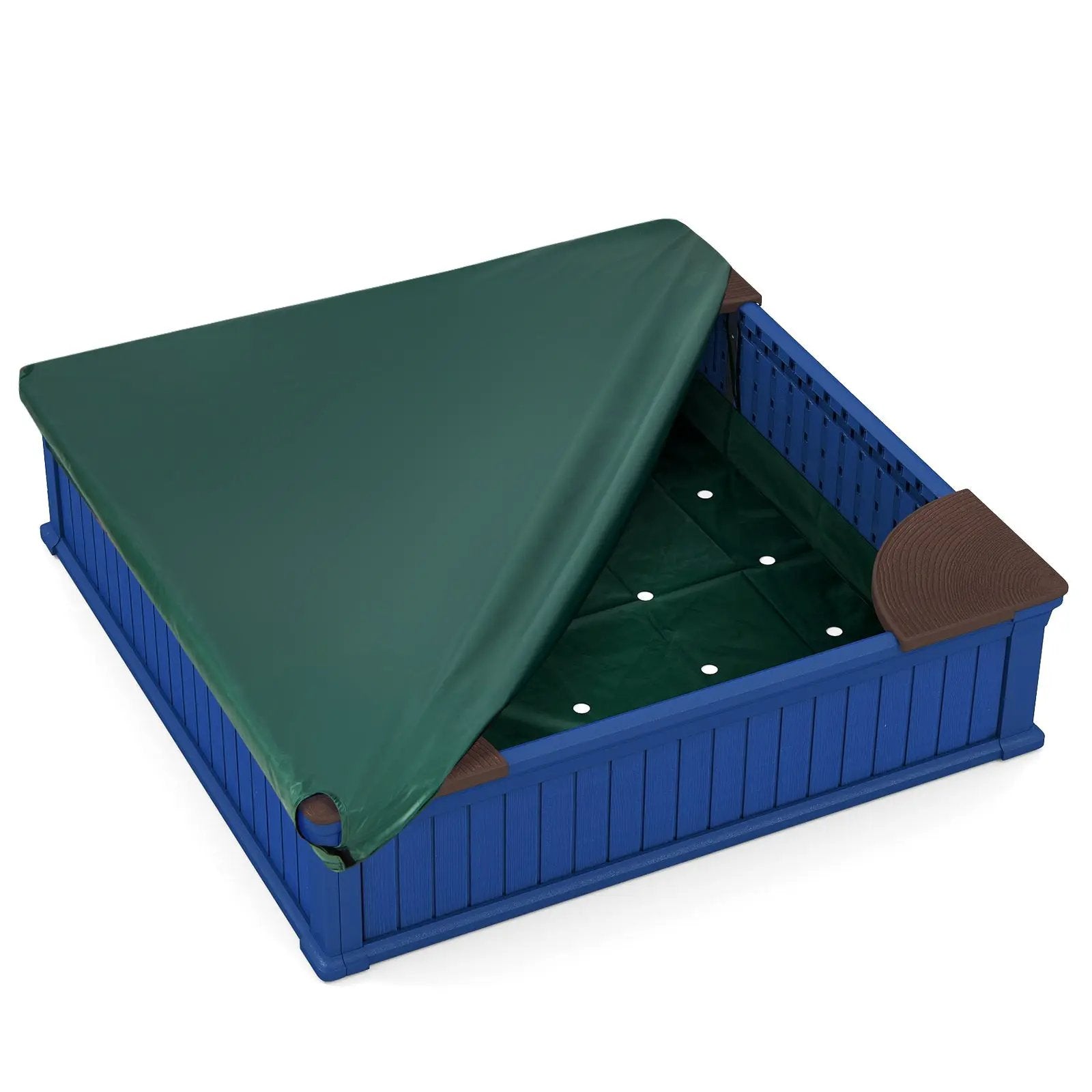 Kids Outdoor Sandbox with Oxford Cover and 4 Corner Seats by DirectDeals