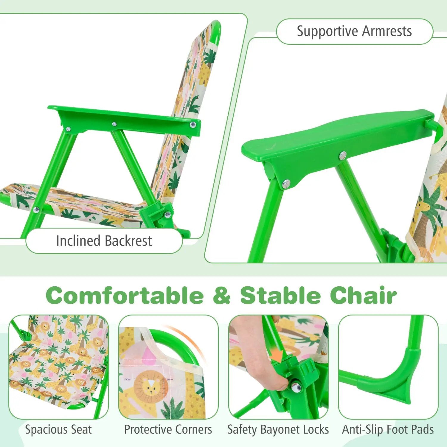 Kids Outdoor Table and Chair Set with 2 Folding Chairs and Height Adjustable Umbrella by DirectDeals