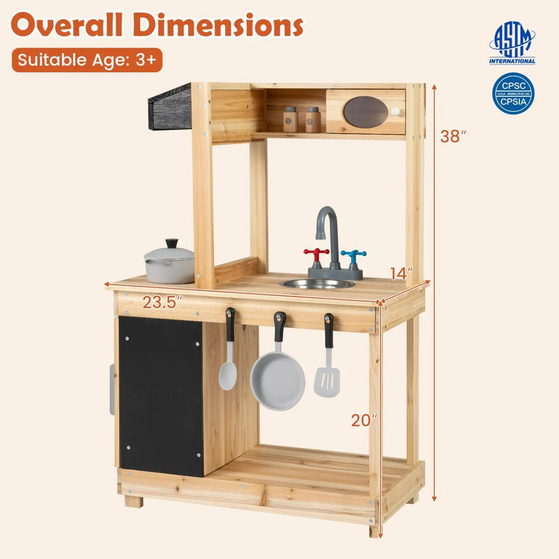 Wooden Mud Kitchen Playset with Stove and Chalkboard by DirectDeals