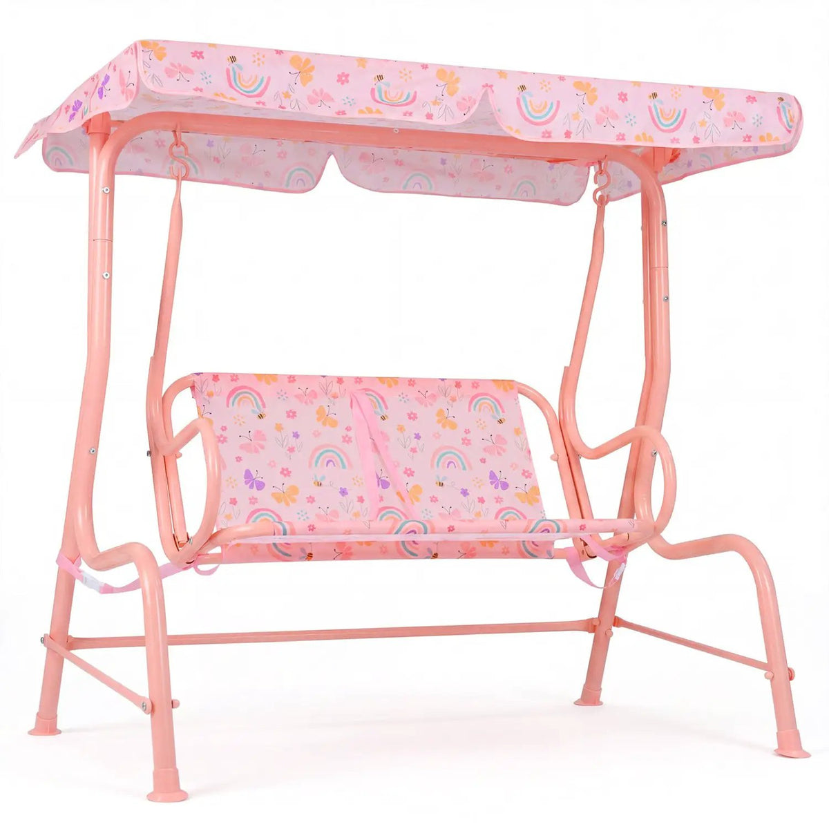 Kids Patio Swing 2-Seater Outdoor Porch Swing Lounge Chair with Adjustable Canopy by DirectDeals