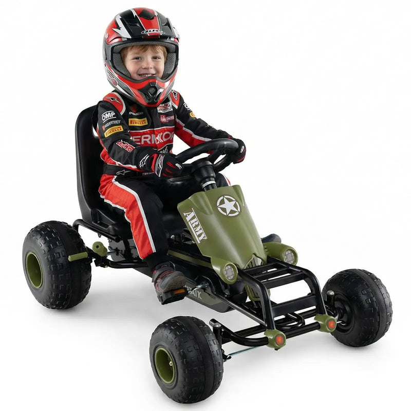 Kids Pedal Go Kart with Steering Wheel and Gear Shifter and Handbrake by DirectDeals