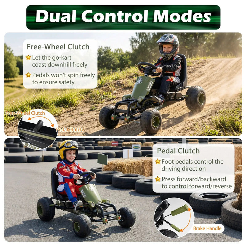 Kids Pedal Go Kart with Steering Wheel and Gear Shifter and Handbrake by DirectDeals