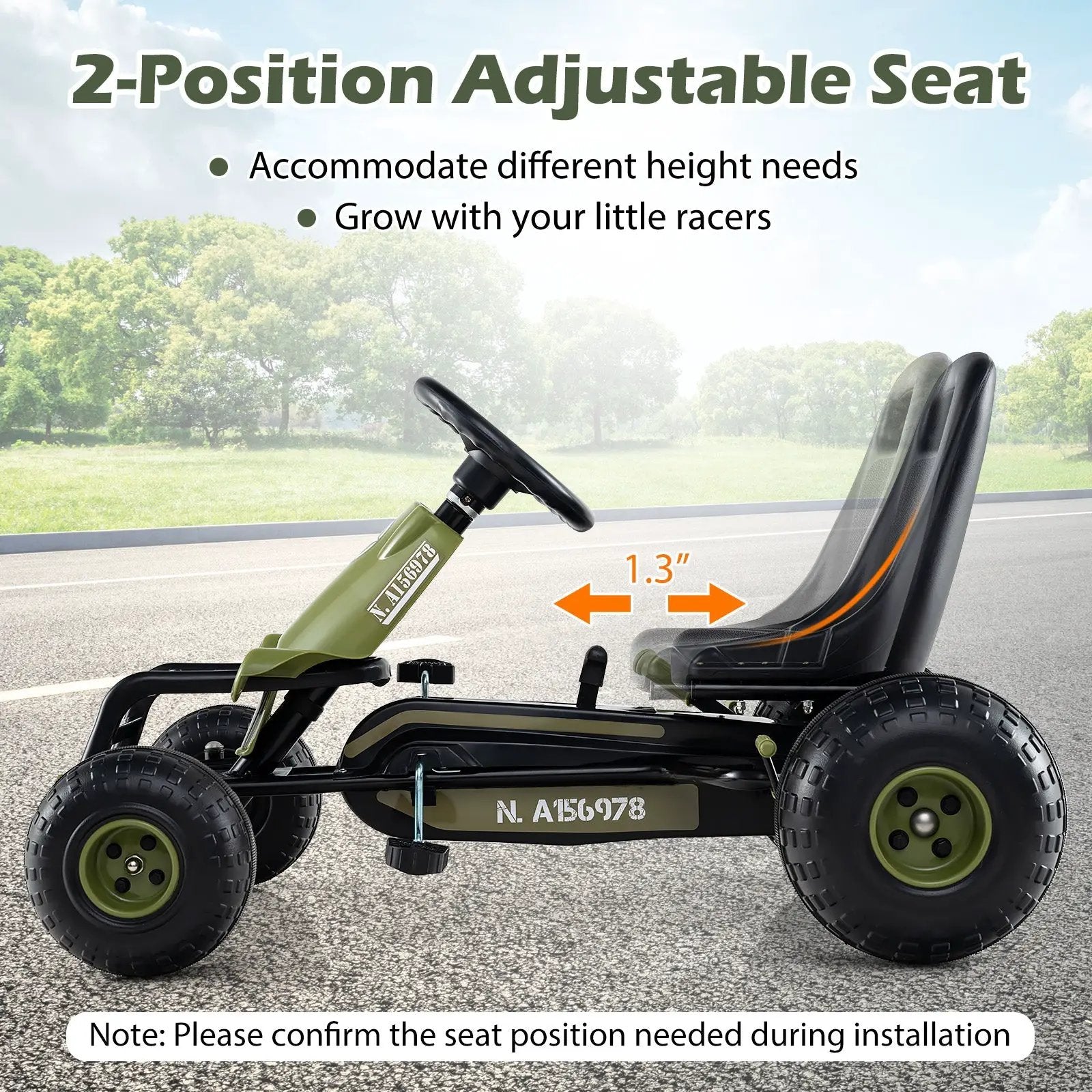 Kids Pedal Go Kart with Steering Wheel and Gear Shifter and Handbrake by DirectDeals