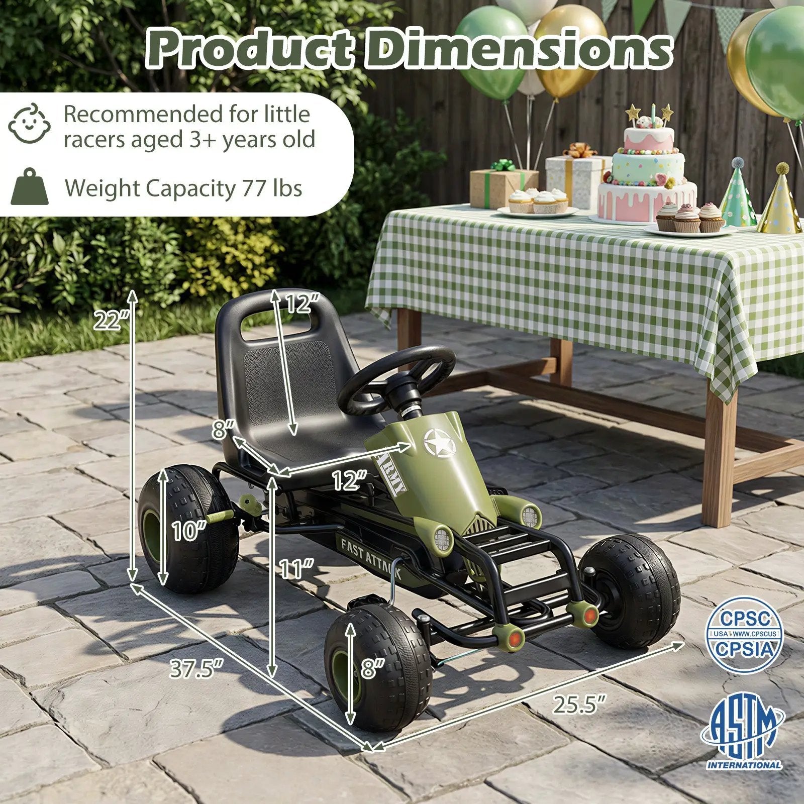 Kids Pedal Go Kart with Steering Wheel and Gear Shifter and Handbrake by DirectDeals