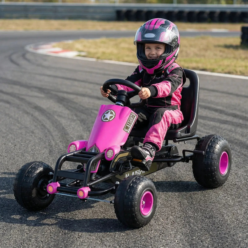 Kids Pedal Go Kart with Steering Wheel and Gear Shifter and Handbrake by DirectDeals