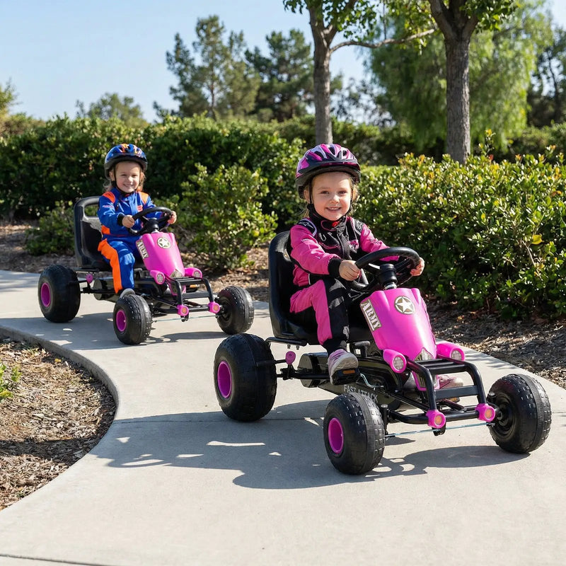 Kids Pedal Go Kart with Steering Wheel and Gear Shifter and Handbrake by DirectDeals