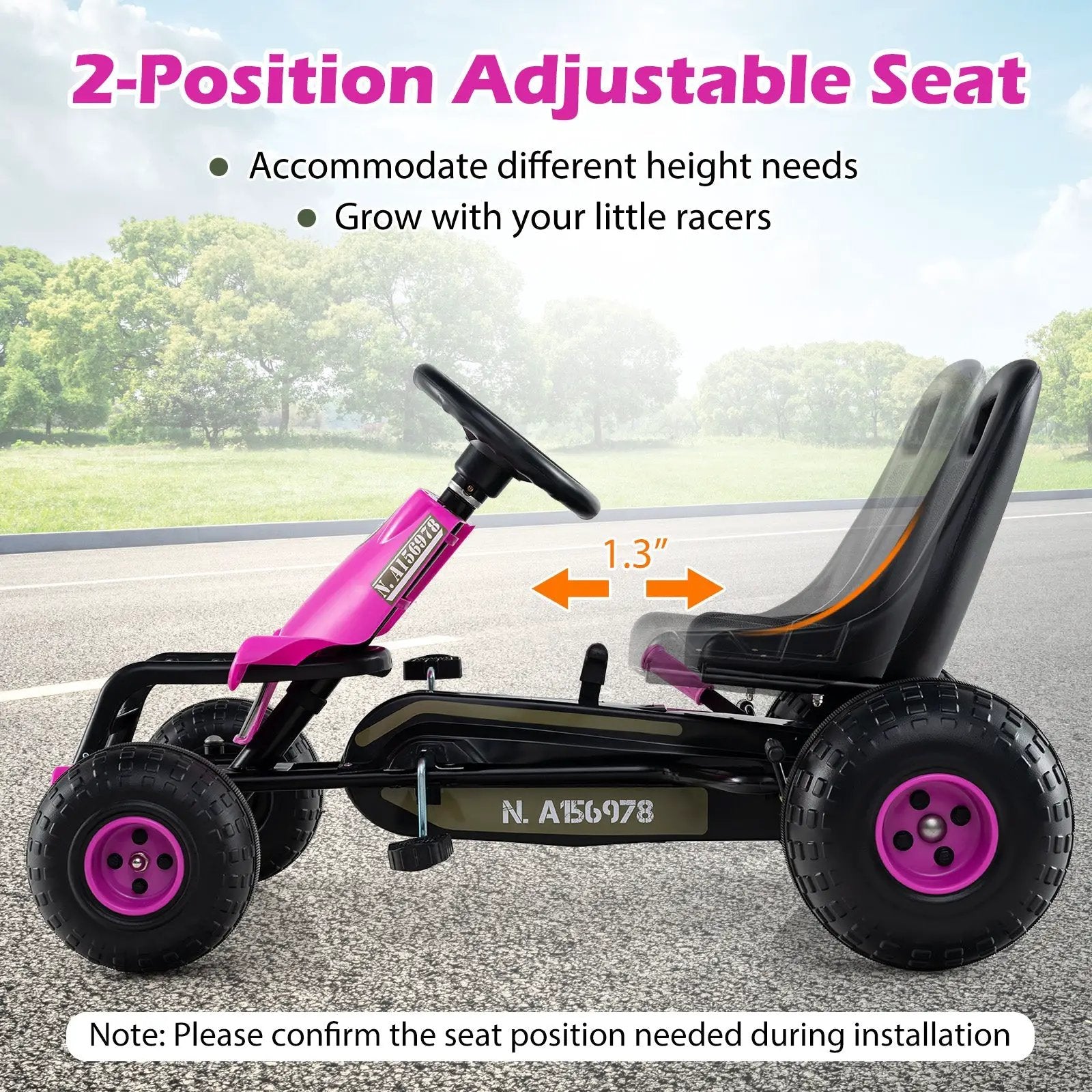 Kids Pedal Go Kart with Steering Wheel and Gear Shifter and Handbrake by DirectDeals
