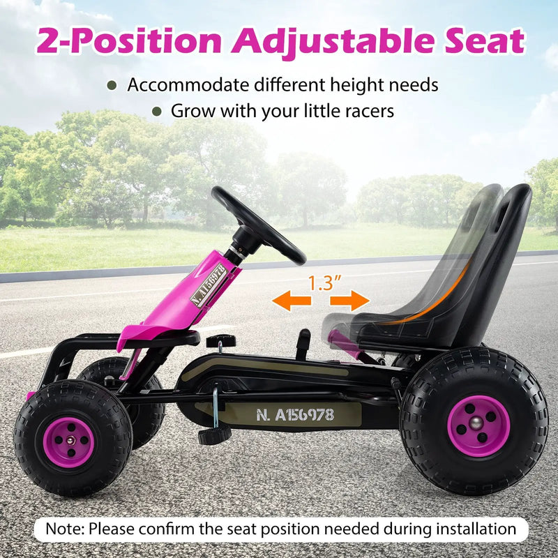 Kids Pedal Go Kart with Steering Wheel and Gear Shifter and Handbrake by DirectDeals