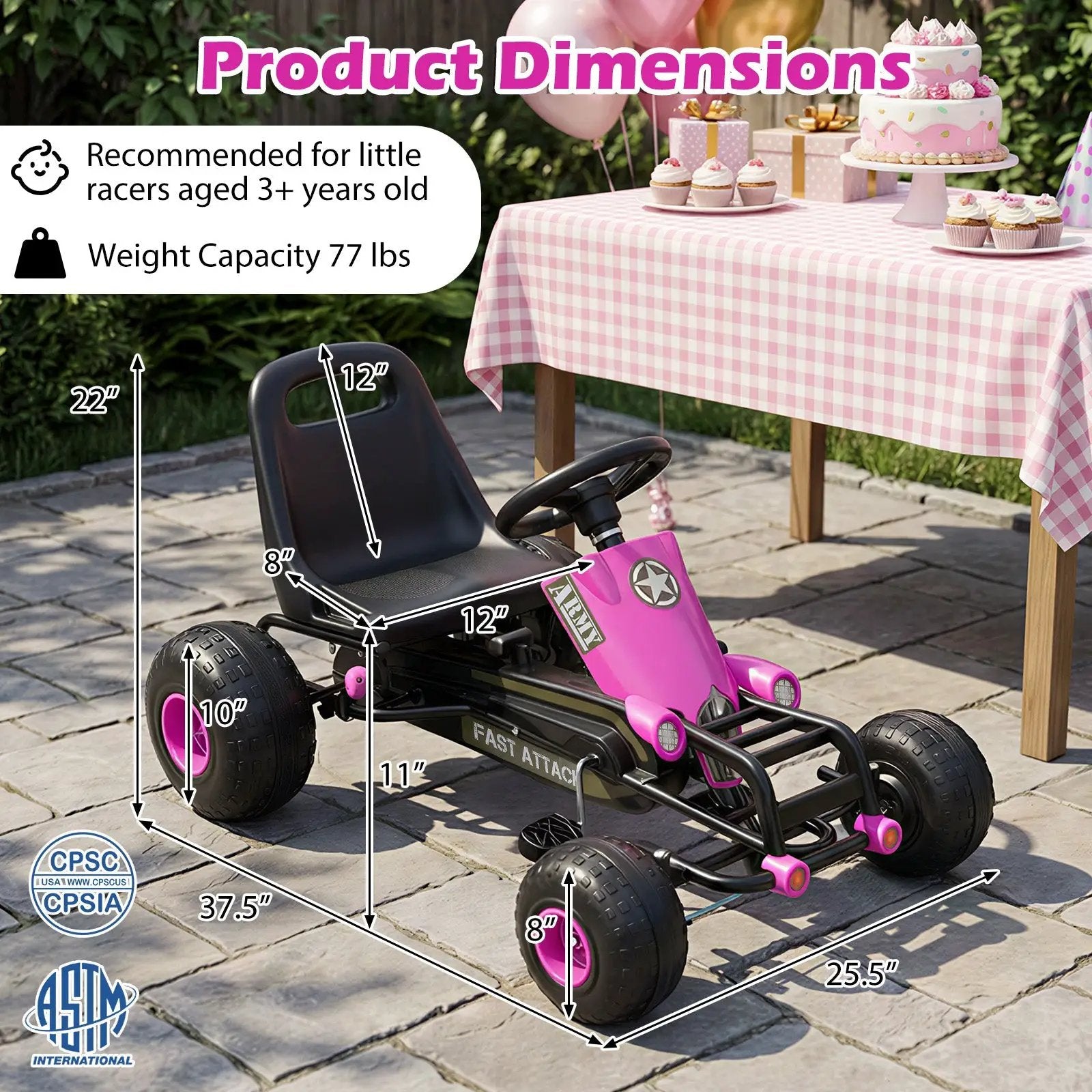 Kids Pedal Go Kart with Steering Wheel and Gear Shifter and Handbrake by DirectDeals