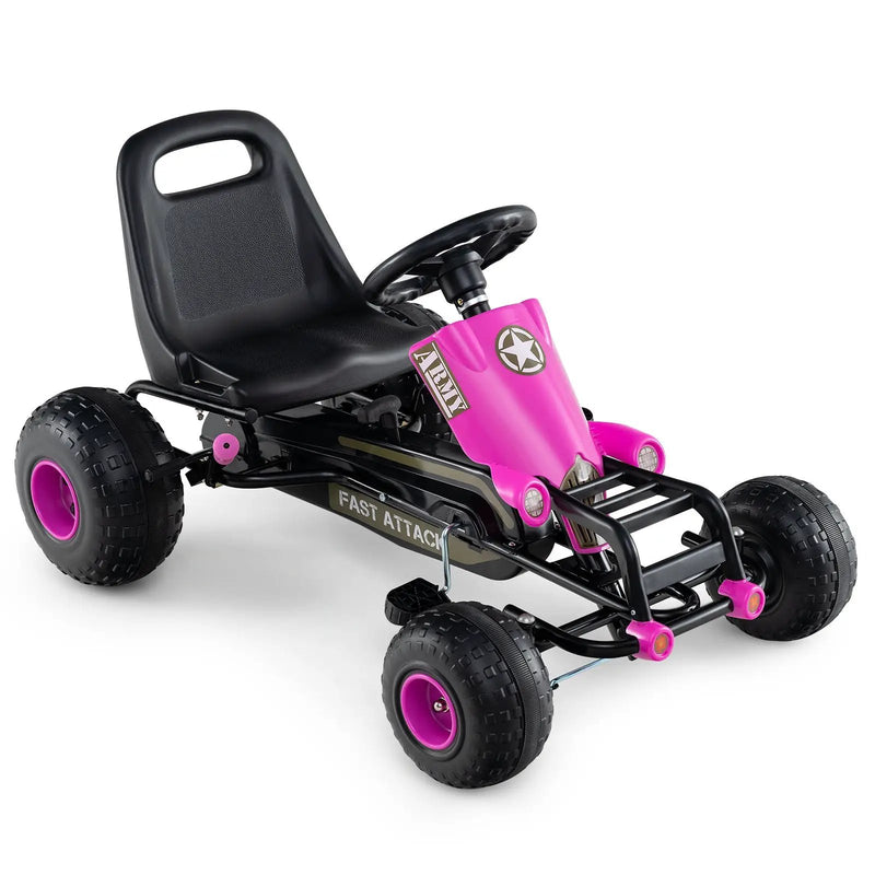 Kids Pedal Go Kart with Steering Wheel and Gear Shifter and Handbrake by DirectDeals