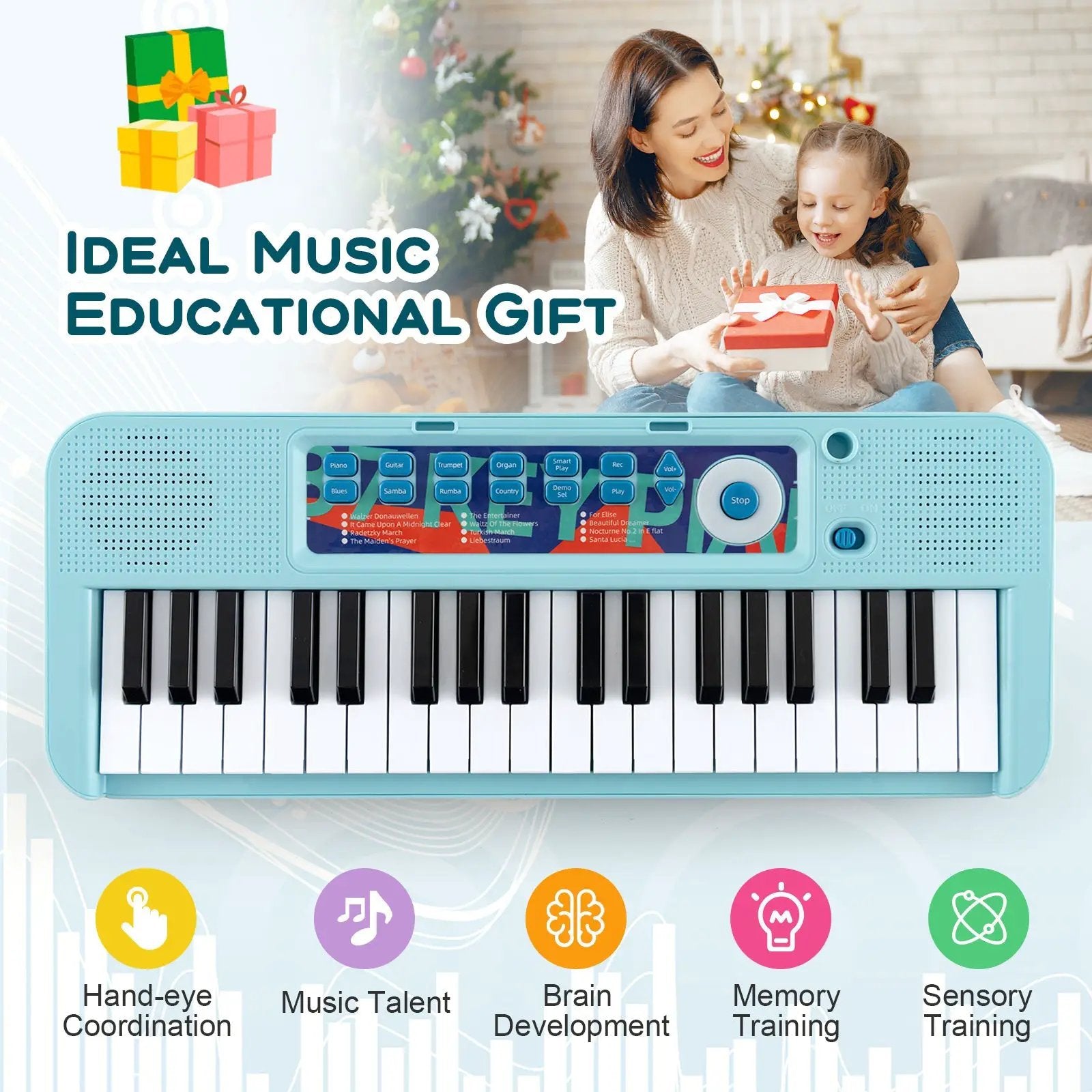 Kids Piano Keyboard 37-Key Kids Toy Keyboard Piano with Microphone for 3+ Kids by DirectDeals