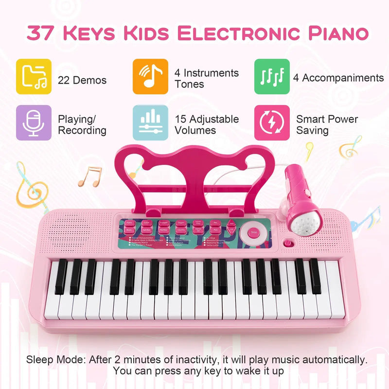 Kids Piano Keyboard 37-Key Kids Toy Keyboard Piano with Microphone for 3+ Kids by DirectDeals